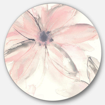 Pink Shabby Floral II - Floral Round Metal Wall Art